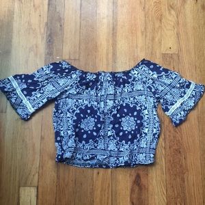 Off-the-shoulder western crop top